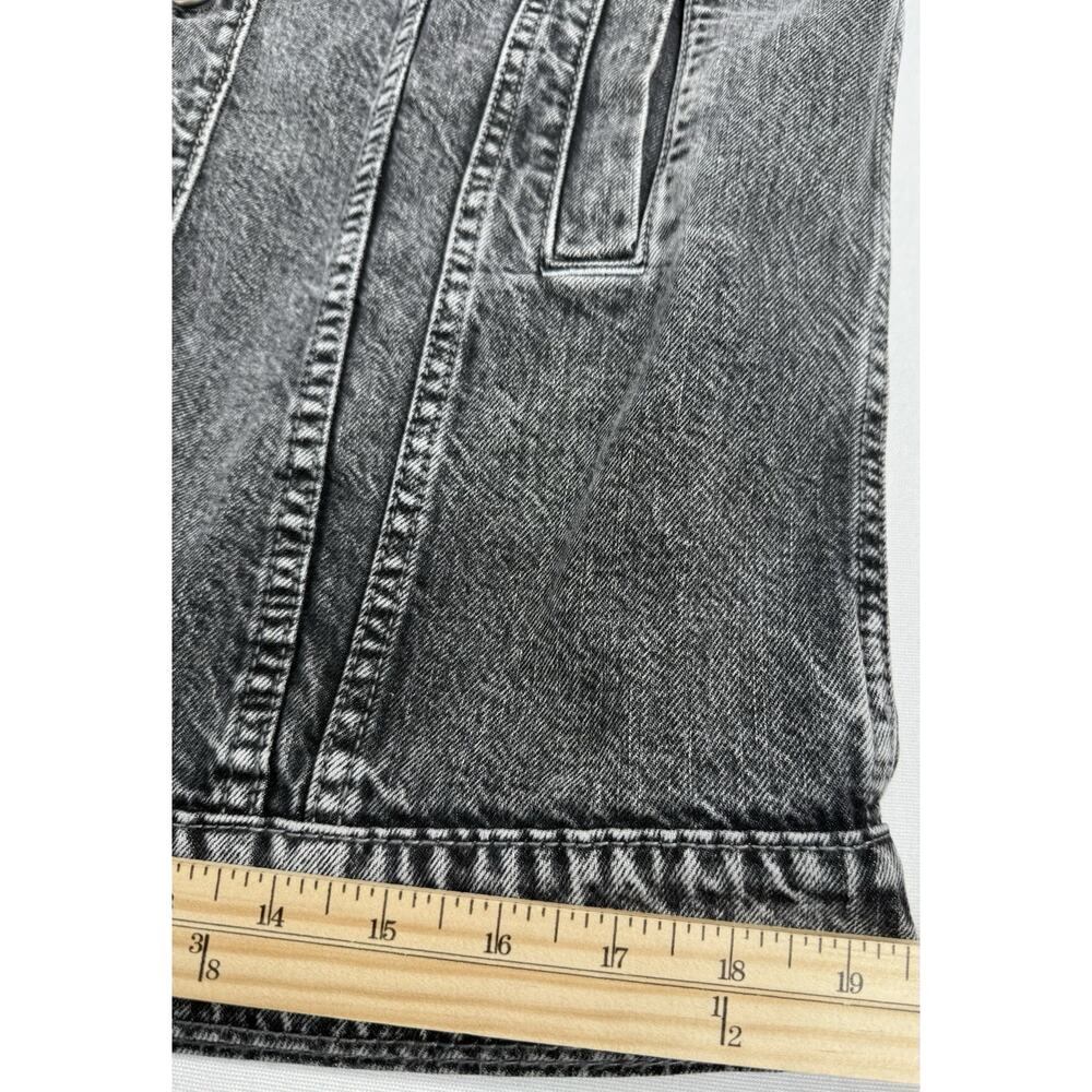 American Eagle Jean Jacket S/P UNISEX Black Denim Trucker Grunge Biker Unlined - Picture 13 of 16